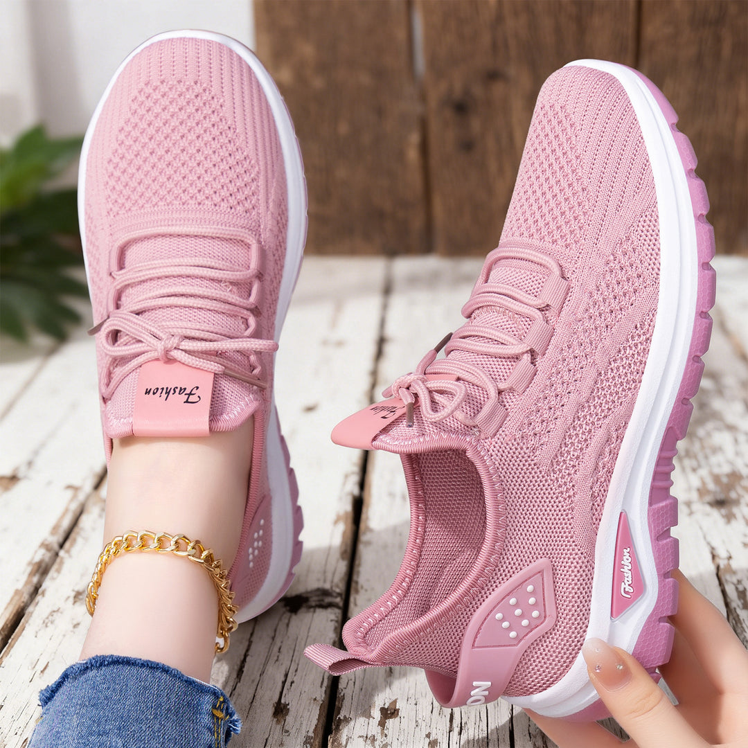 Damen nan sockenähnlicher Strick-Fit Sneaker mit elastischer Schnürung, gelochter Fersenverstärkung und dämpfender Plateau-Sohle Drune