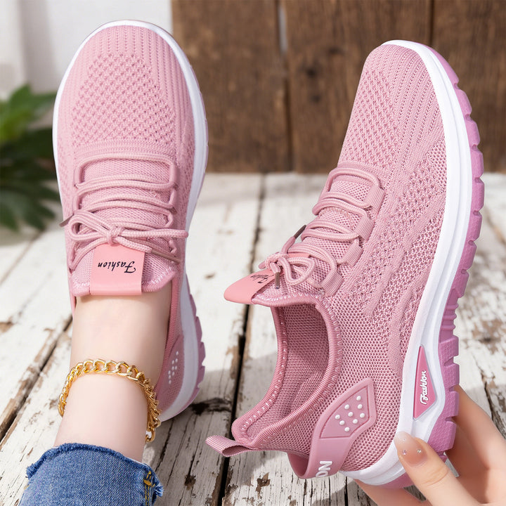 Damen nan sockenähnlicher Strick-Fit Sneaker mit elastischer Schnürung, gelochter Fersenverstärkung und dämpfender Plateau-Sohle Drune