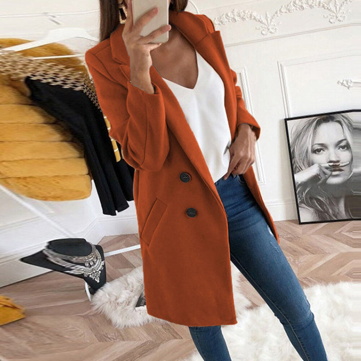 Damen Longline Wolloptik Mantel‑Blazer mit Reverskragen Drune