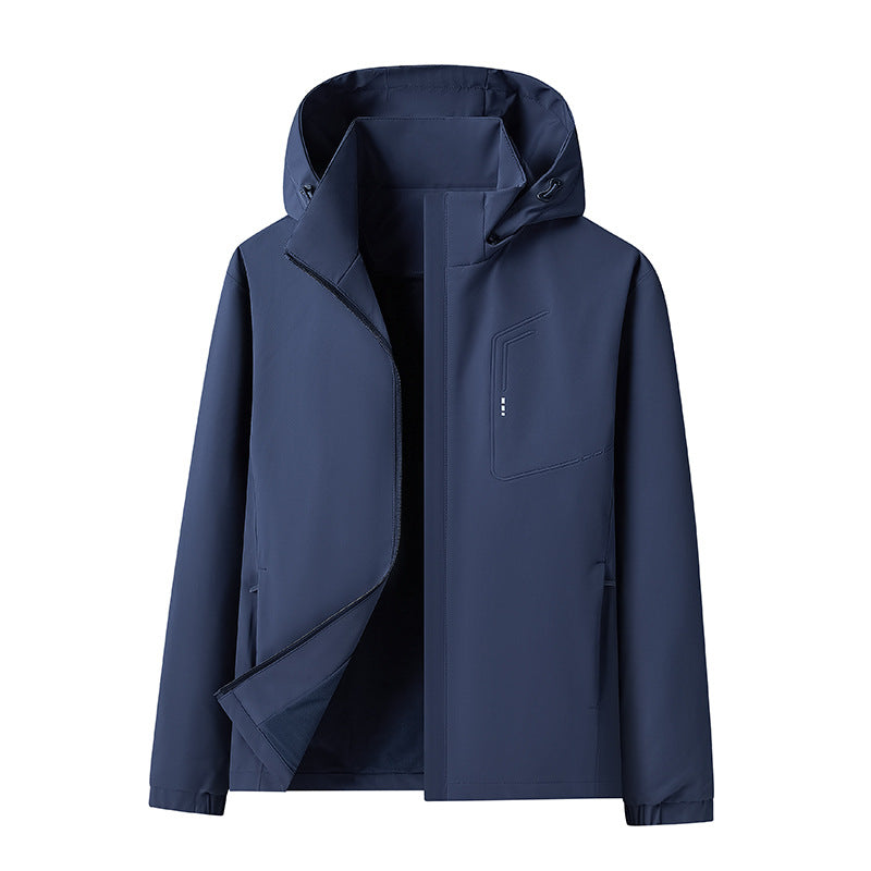 Herren Wasserabweisende Softshell-Jacke mit Kapuze nahtminimaler Optik & Brusttasche Drune