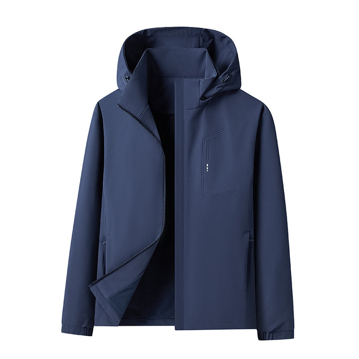 Herren Wasserabweisende Softshell-Jacke mit Kapuze nahtminimaler Optik & Brusttasche Drune