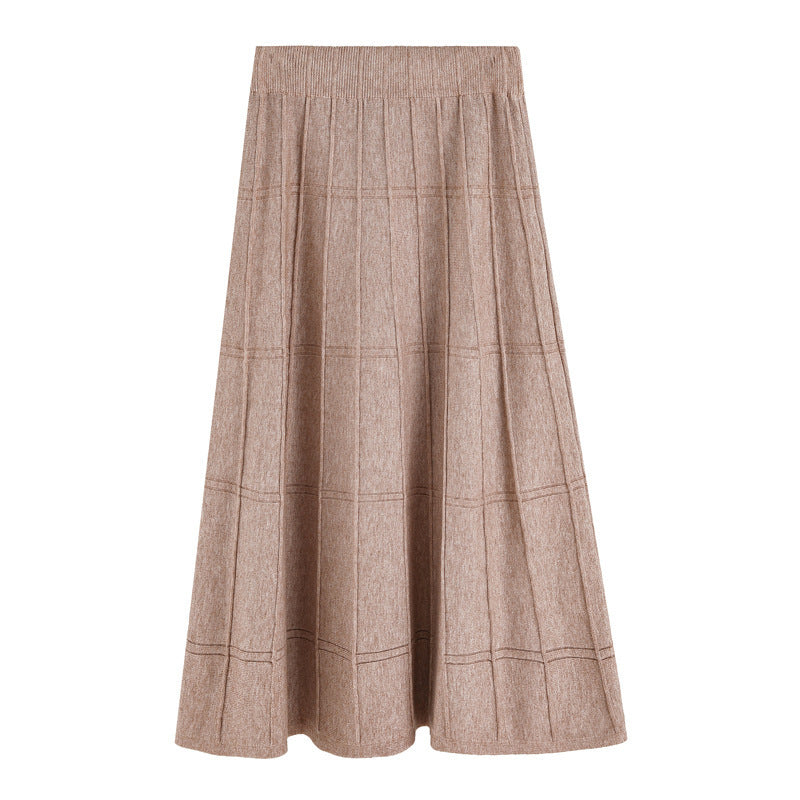 Damen Eleganter, plissierter Maxirock mit feiner Rippstruktur Drune