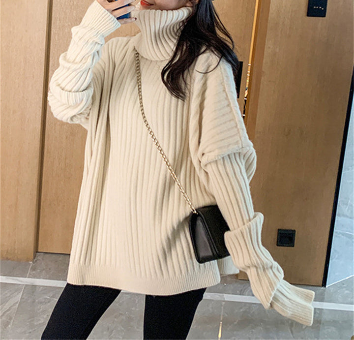 Damen Strickpullover mit hohem Kragen und lässigem Schnitt Drune