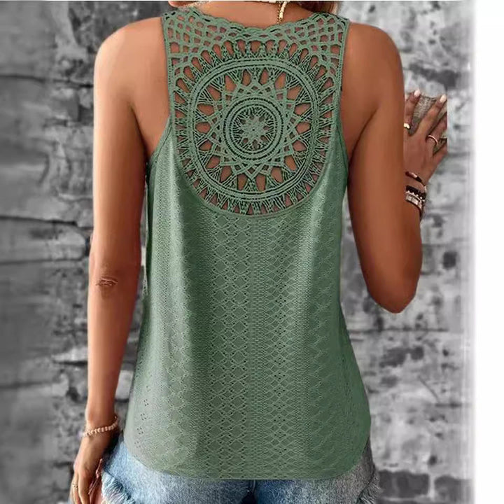 Damen luftiges Häkelshirt mit einzigartigem Rückendetail Drune