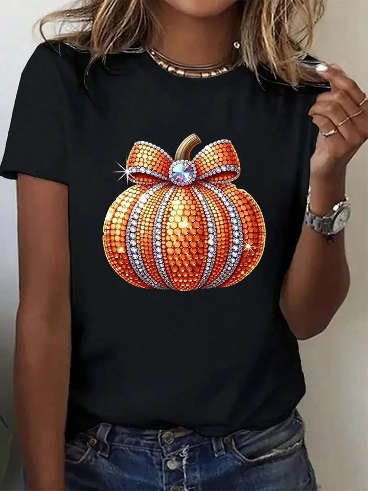 Damen T-Shirt mit stylischem Kürbis-Motiv und aufregendem Animal-Print Drune