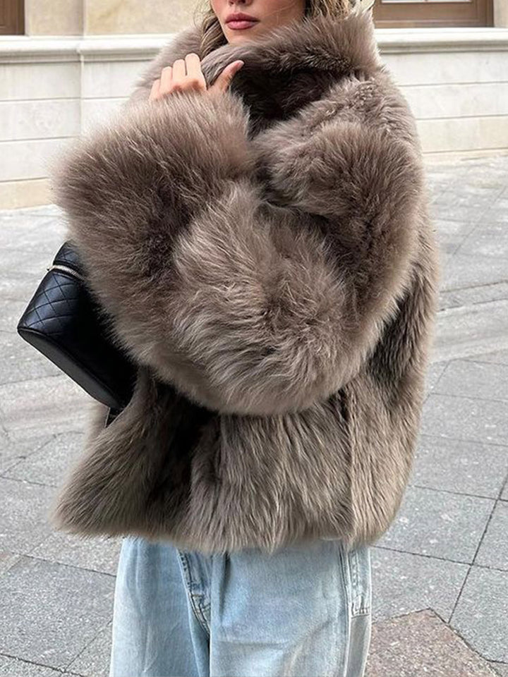 Damen Kunstfelljacke mit hochschließendem Kragen und luxuriösem Design Drune
