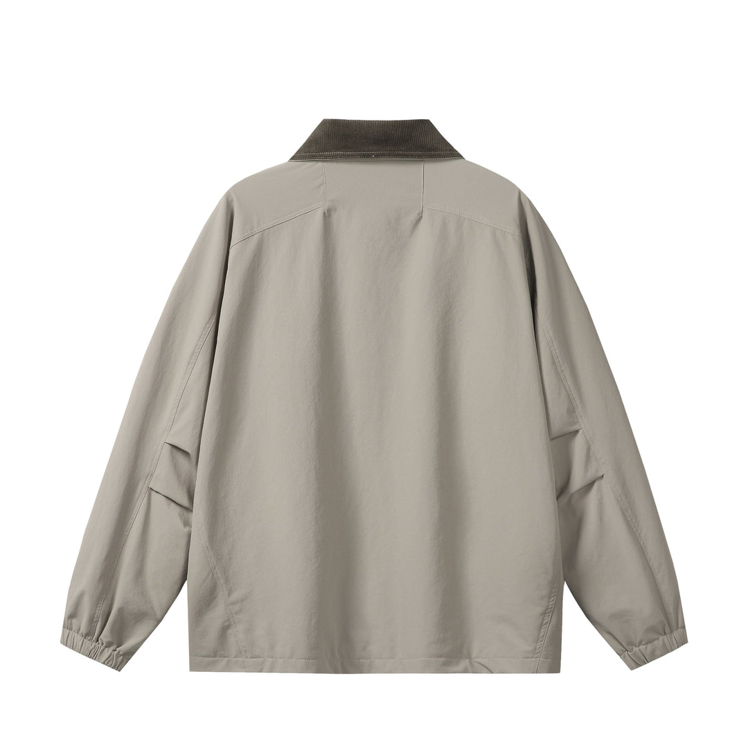 Unisex Kurz geschnittener Boxy-Blouson mit Cordkragen, Reißverschluss und Utility-Pattentaschen Drune
