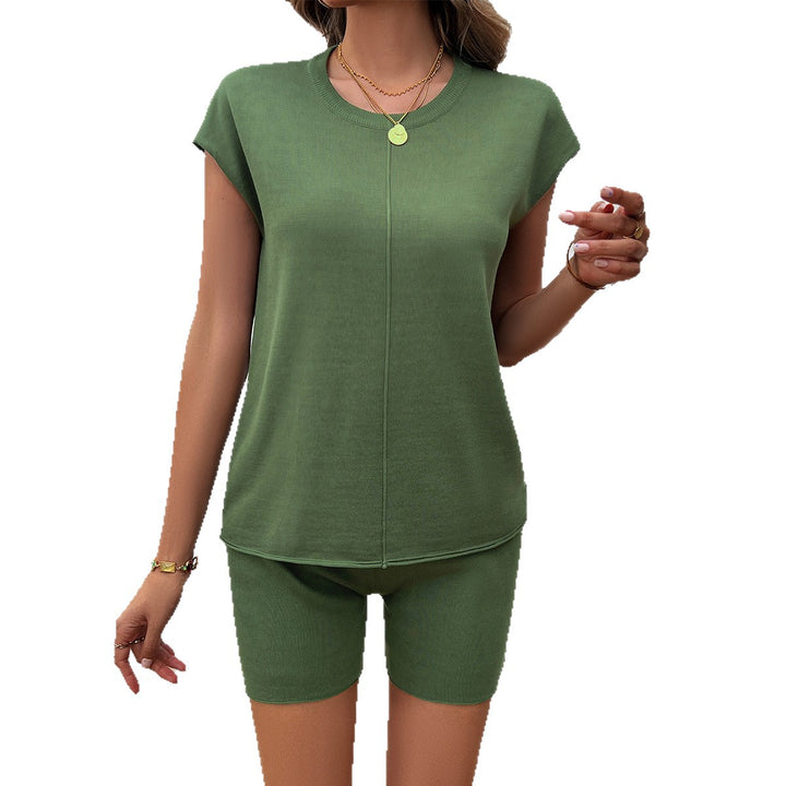 Damen Lässiges Sportanzug-Set mit bequemem Oberteil und kurzen Hosen Drune