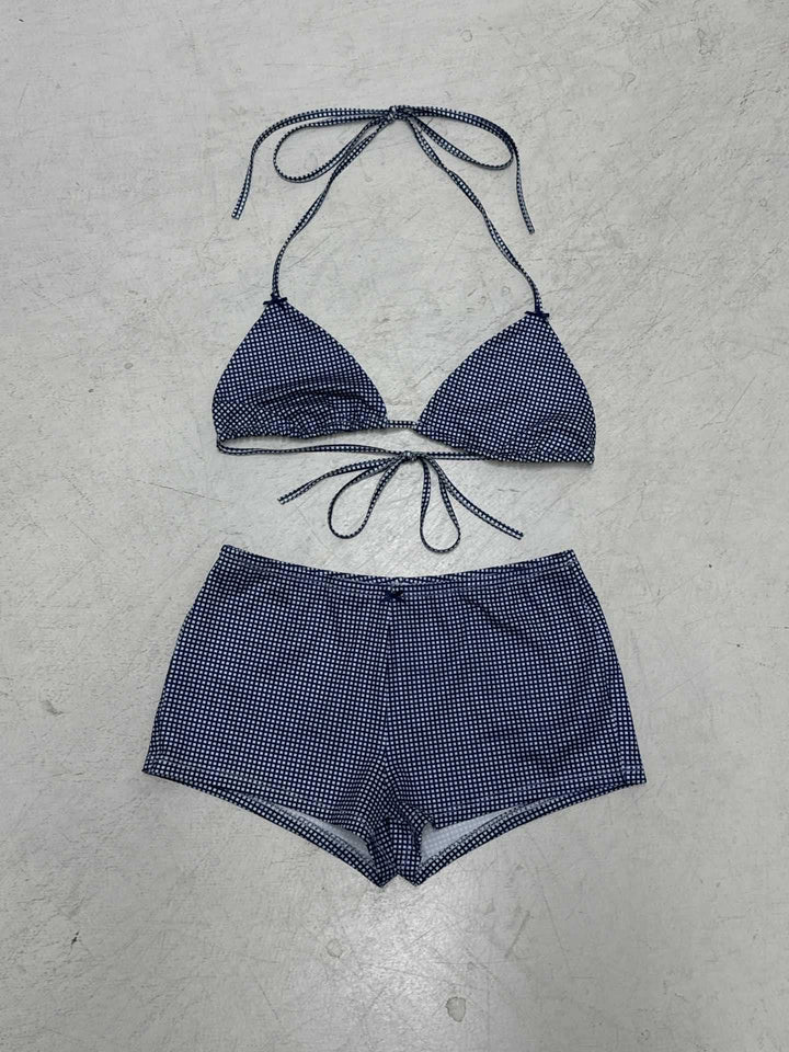 Damen Bikini-Set mit klassischen Karomuster und verstellbaren Trägern Drune