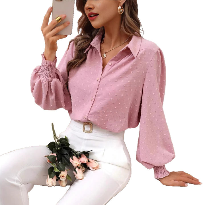 Damen Cropped-Bluse mit Struktur, Puffärmeln und Smokbündchen Drune