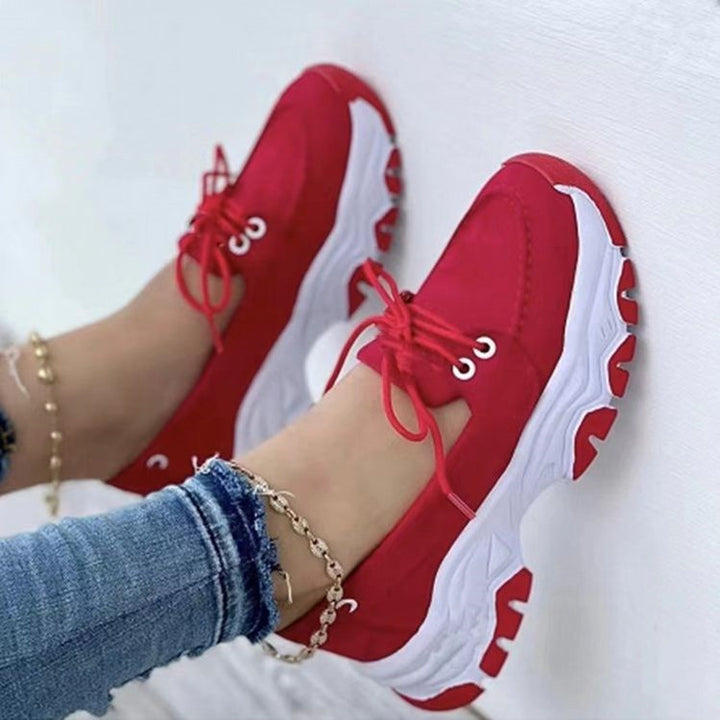 Damen Chunky-Plateau-Sneaker im Retro-Runner-Stil mit gezackter Gummiprofilsohle Drune