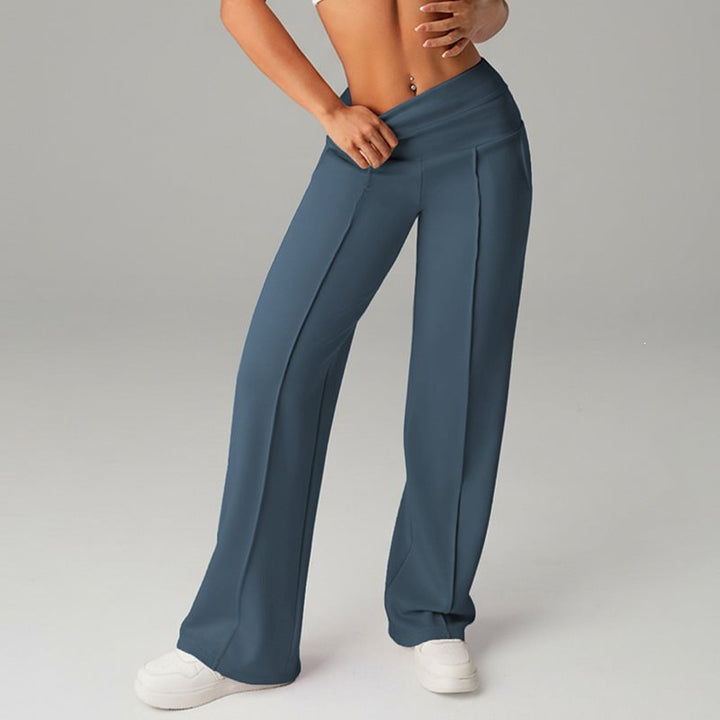 Damen High‑Waist Palazzo‑Sweatpants mit Bügelfalte und Komfortbund Drune