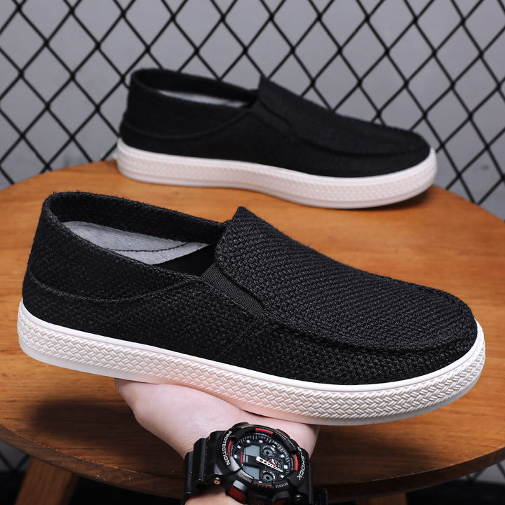Damen nan gestrickter Slip-On-Freizeitschuh mit elastischem Einstieg und strukturierter Plateausohle Drune