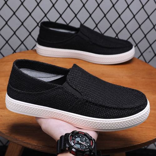 Damen nan gestrickter Slip-On-Freizeitschuh mit elastischem Einstieg und strukturierter Plateausohle Drune