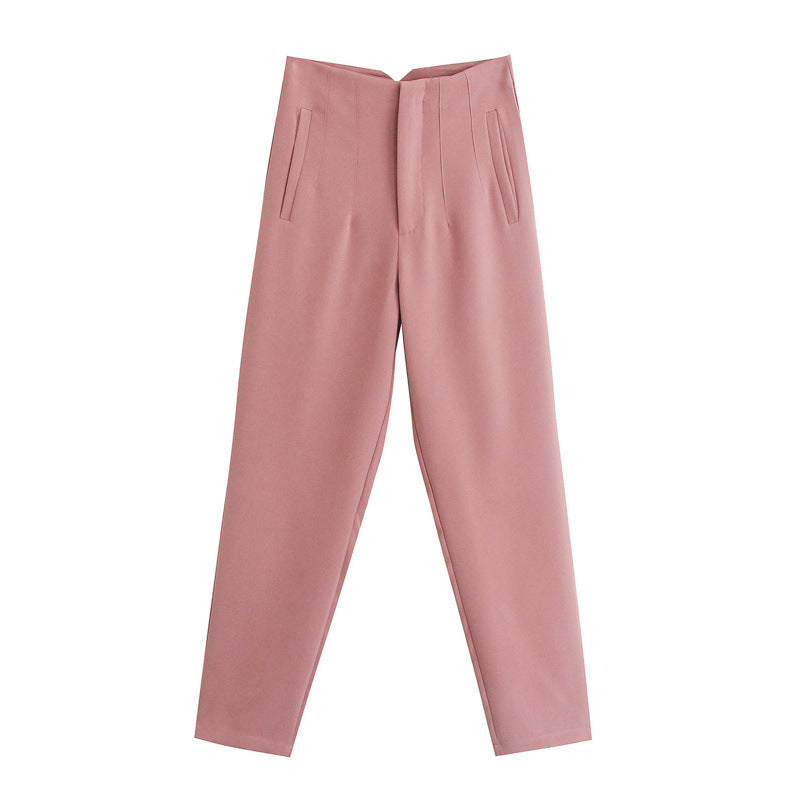 Damen Hochtaillierte tapered Anzughose mit Bügelfalte und Paspeltaschen Drune