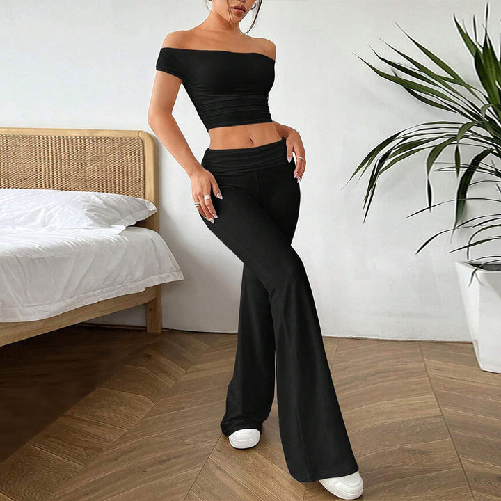 Damen cropped Oberteil und Palazzo-Hose Set Drune