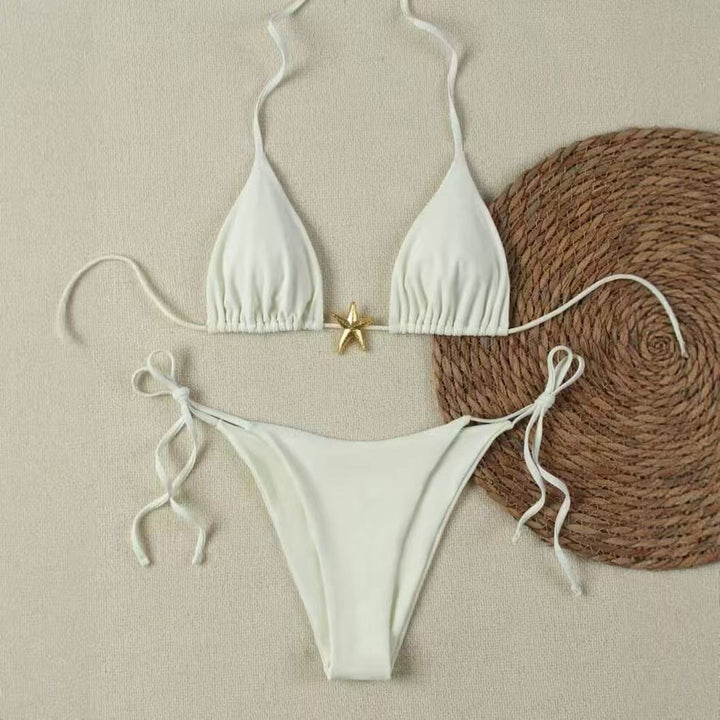 Damen Bikini-Set mit verstellbarem Triangel-Oberteil und hoher Taillenhose Drune