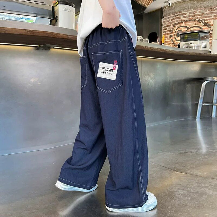 Unisex weite Denim-Hose mit elastischem Bund Drune