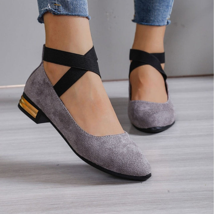 Damen Elegante Ballerinas mit elastischem Riemchen Drune