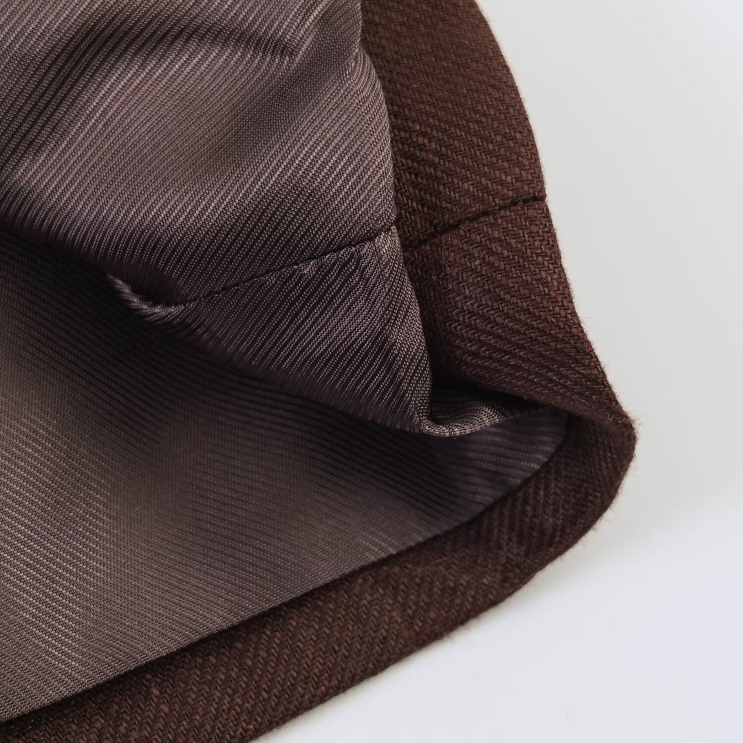 Damen Doppelreihiger Leinenblazer mit Peak-Revers und aufgesetzten Pattentaschen Drune