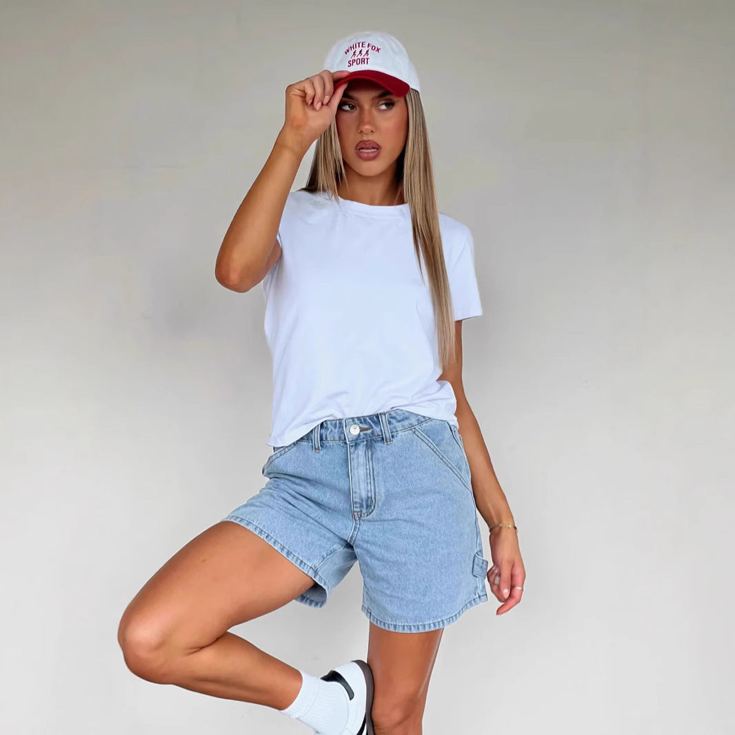 Damen High-Waisted Denim Shorts mit lässigem Schnitt Drune