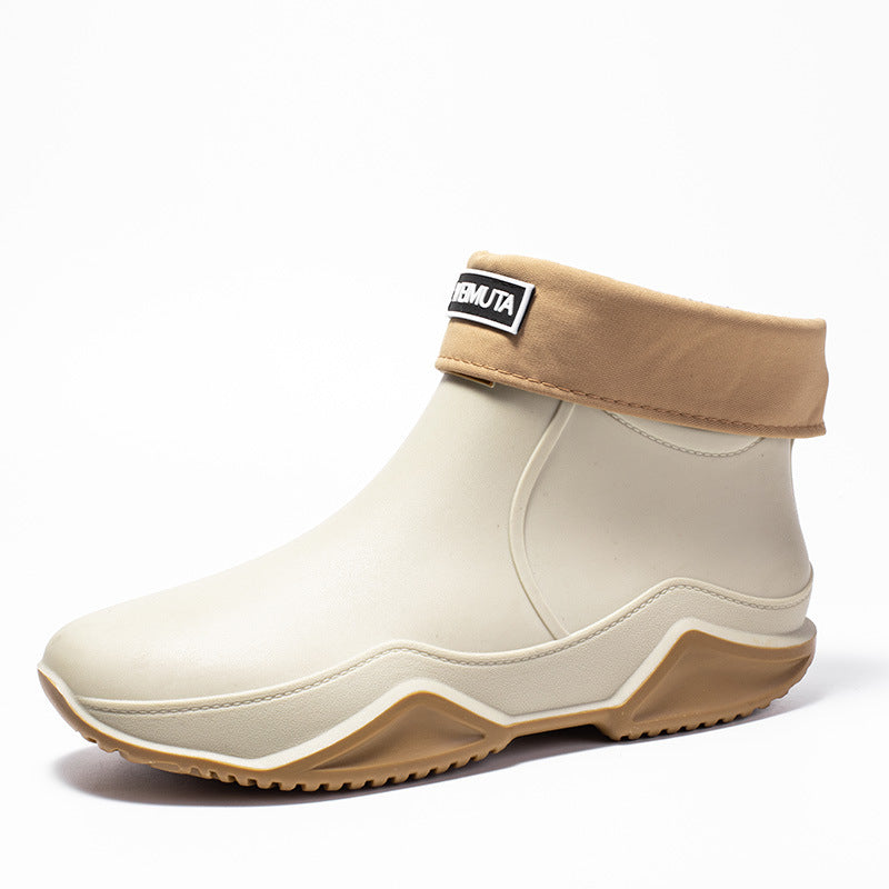 Damen wasserdichte Kurzstiefel mit faltbarem Manschettenkragen Drune