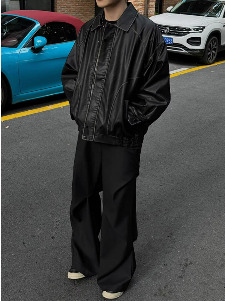 Vintage-Motorradjacke aus Leder im Used-Look