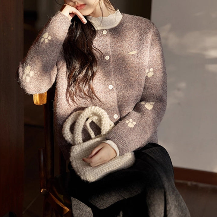 Damen Gemusterte Kurzstrickjacke Drune