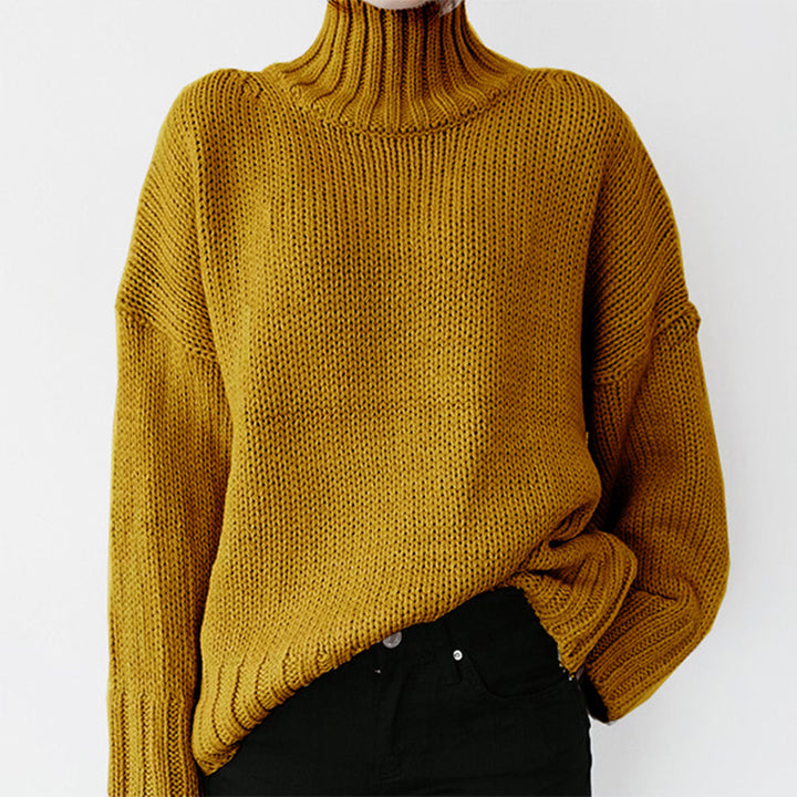 Damen Grobstrickpullover mit hohem Kragen und lässigem Schnitt Drune