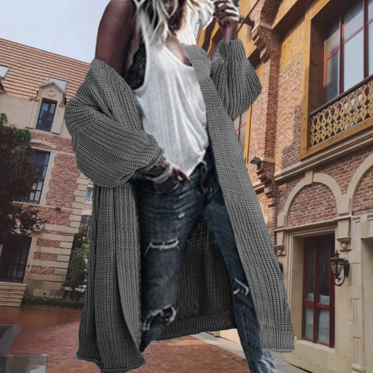 Damen Grobstrickjacke mit weit geschnittenen Ärmeln und offenen Vorderseite Drune