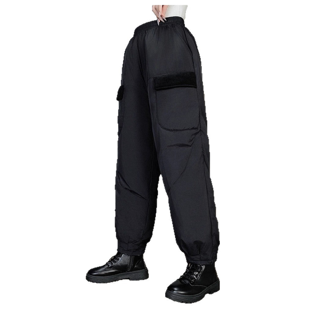 Damen gesteppte Thermo-Cargo-Hose mit elastischem Bund und Saumbündchen Drune