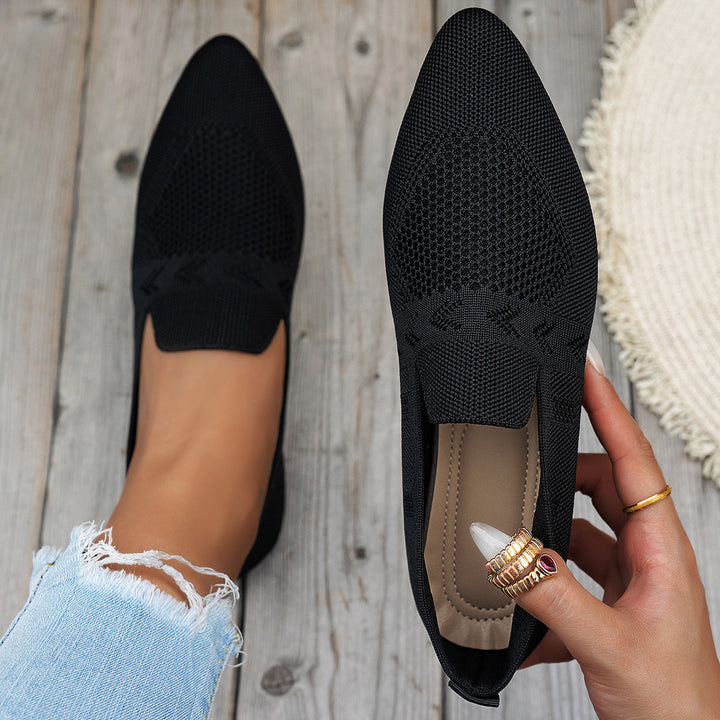 Damen Ballerinas mit kreativem Hahnentrittmuster und flexiblem Fußbett Drune