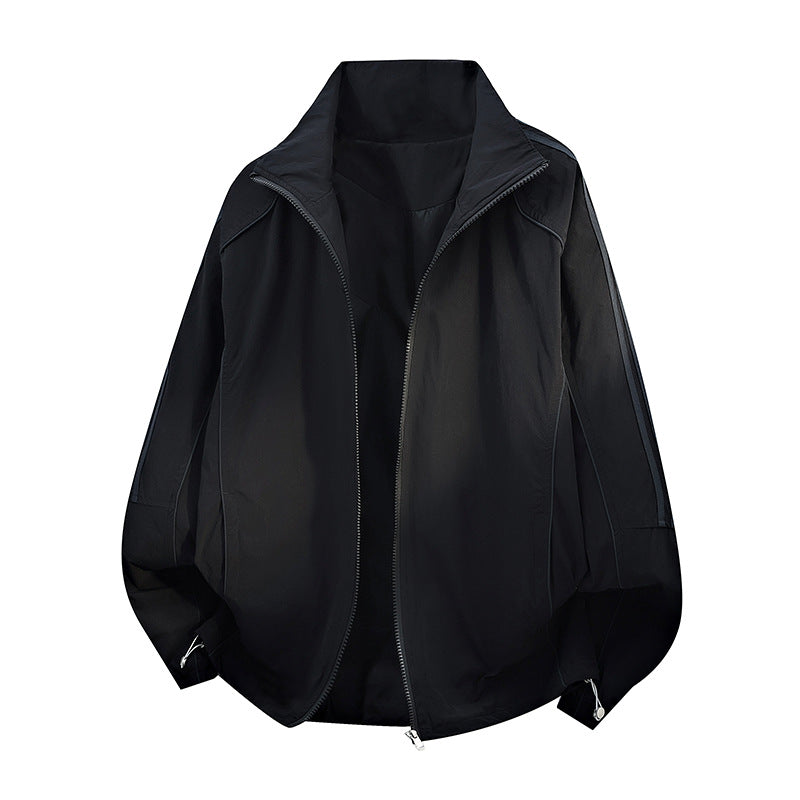 Damen Leichte Oversize-Windjacke mit Stehkragen, Kordelzug und elastischen Bündchen Drune