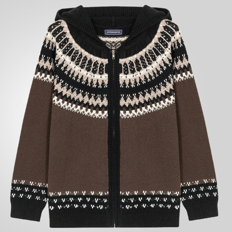 Herren Strickjacke mit traditionellem Norweger-Muster und praktischen Reißverschluss Drune