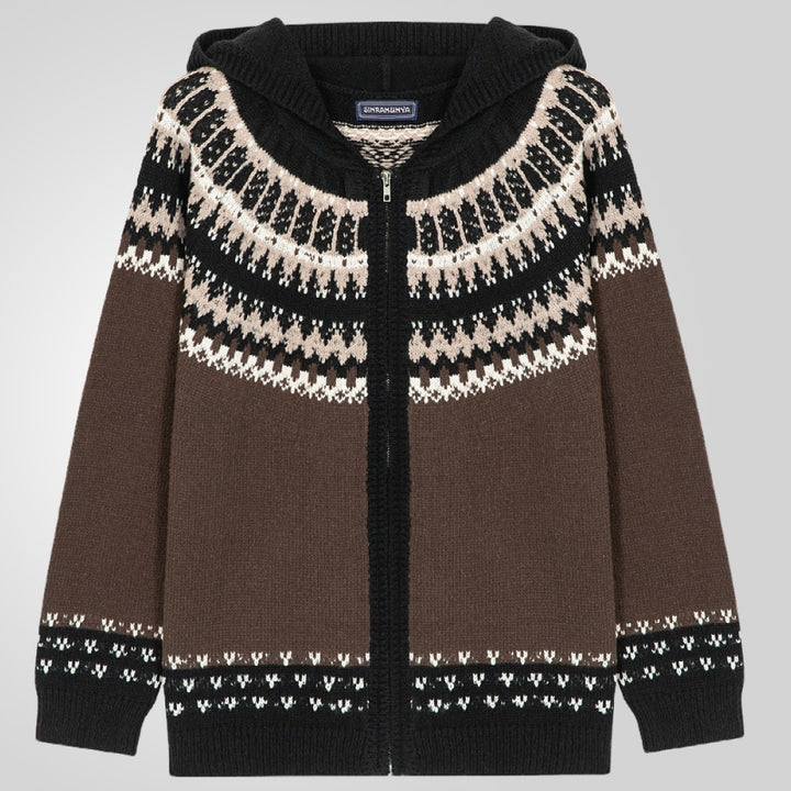 Herren Strickjacke mit traditionellem Norweger-Muster und praktischen Reißverschluss Drune