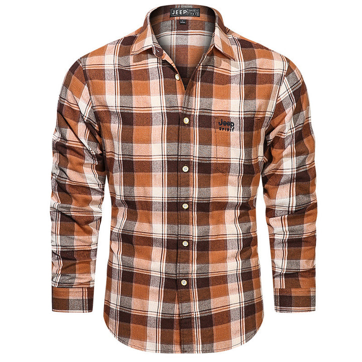 Herren nan tailliertes Karomuster-Flanellhemd mit Brusttasche und weichem Baumwollmix Drune