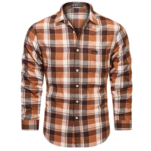 Herren nan tailliertes Karomuster-Flanellhemd mit Brusttasche und weichem Baumwollmix Drune