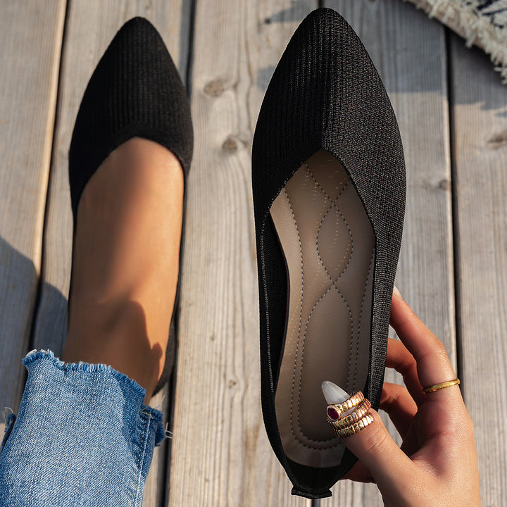 Damen Ballerinas mit kreativem Hahnentrittmuster und flexiblem Fußbett Drune