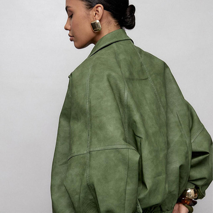 Damen lässige Oversized Jacke aus veganem Wildleder Drune