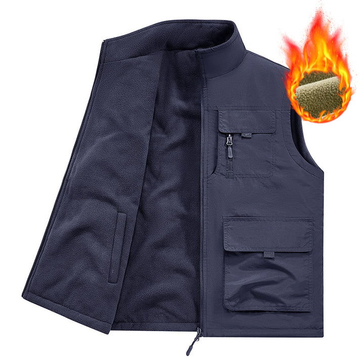 Herren Thermo-Utility-Weste mit Fleece-Innenfutter, winddichtem Shell und Multifunktionstaschen Drune