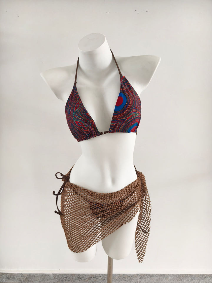 Damen Triangel-Bikini mit modischen Netzrock-Details Drune