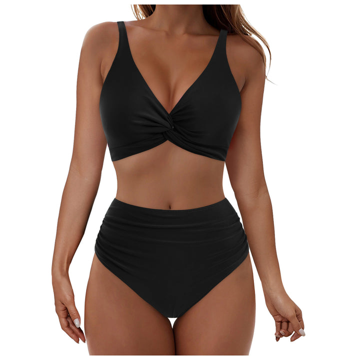 Damen Hochtailliertes Bikini-Set mit Wickel-Oberteil Drune