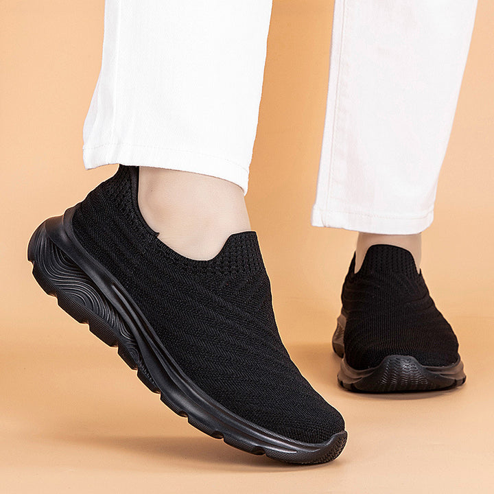 Damen nan elastische Strick-Slipper mit dämpfender Laufsohle Drune