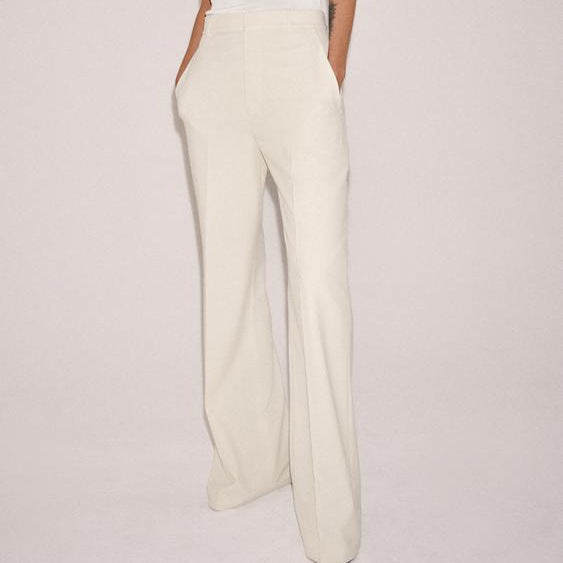 Damen Hochtaillierte leichte Palazzo-Hose mit weitem Bein und vorderer Bundfalte Drune
