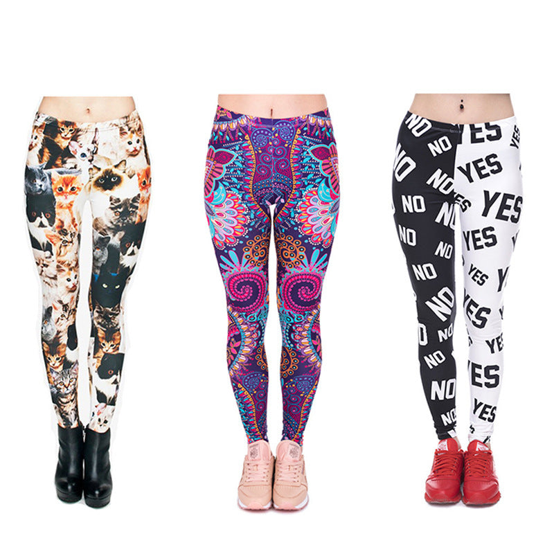 Damen Leggings mit Einhorn-Print, Verlaufsmuster und hohem Komfortbund Drune