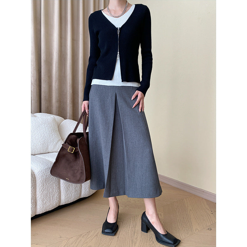 Damen Strickjacke mit kontrastierendem Reißverschluss Drune