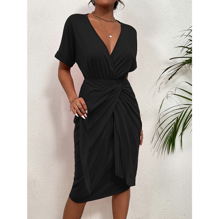 Damen Wickelkleid mit elegantem V-Ausschnitt und Vielzahl an Stylingmöglichkeiten Drune