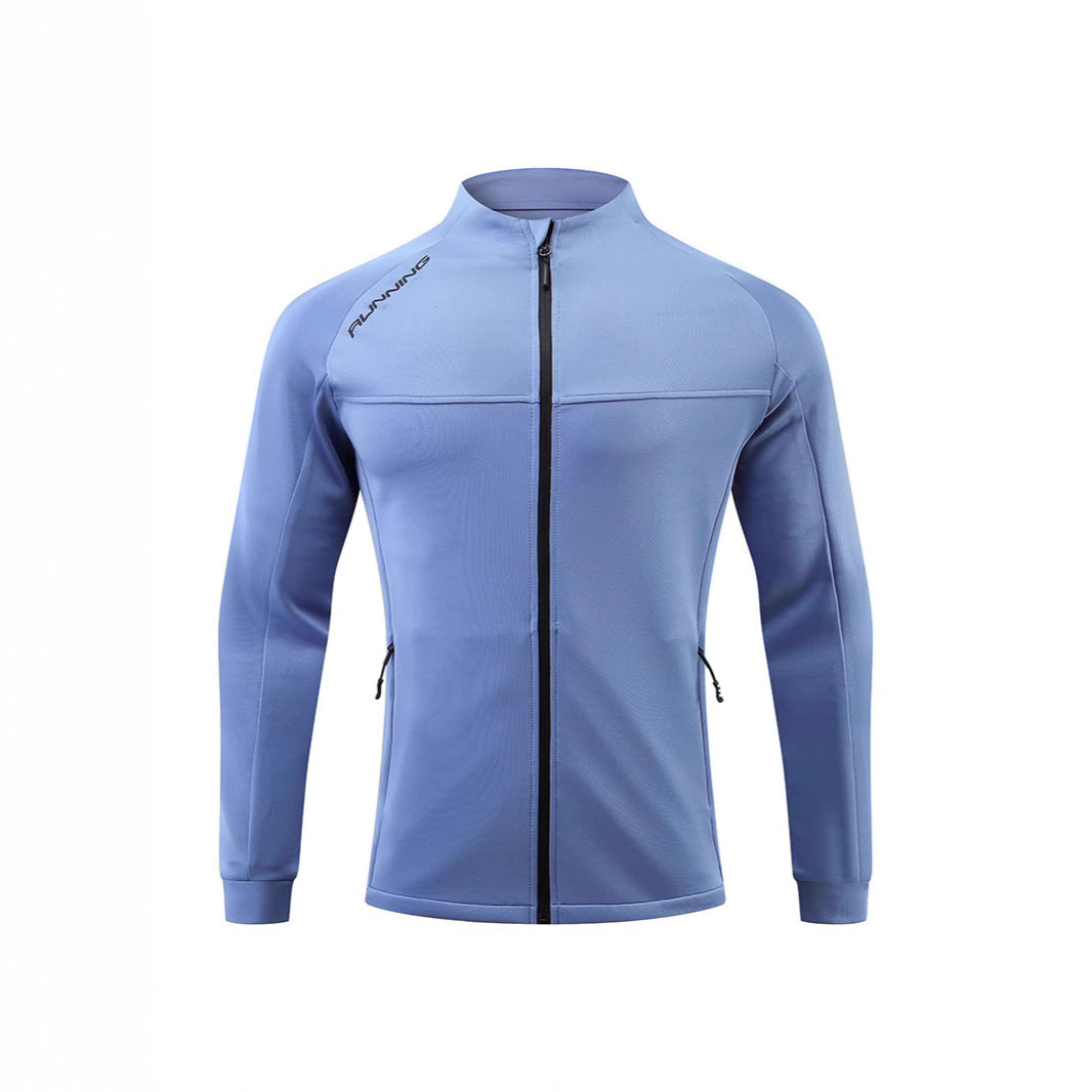 Herren Eng anliegende atmungsaktive Laufjacke mit durchgehendem Reißverschluss und Reißverschlusstaschen Drune