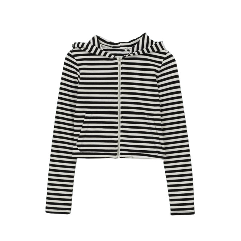Damen luftige cropped Sweatjacke mit Reißverschluss Drune