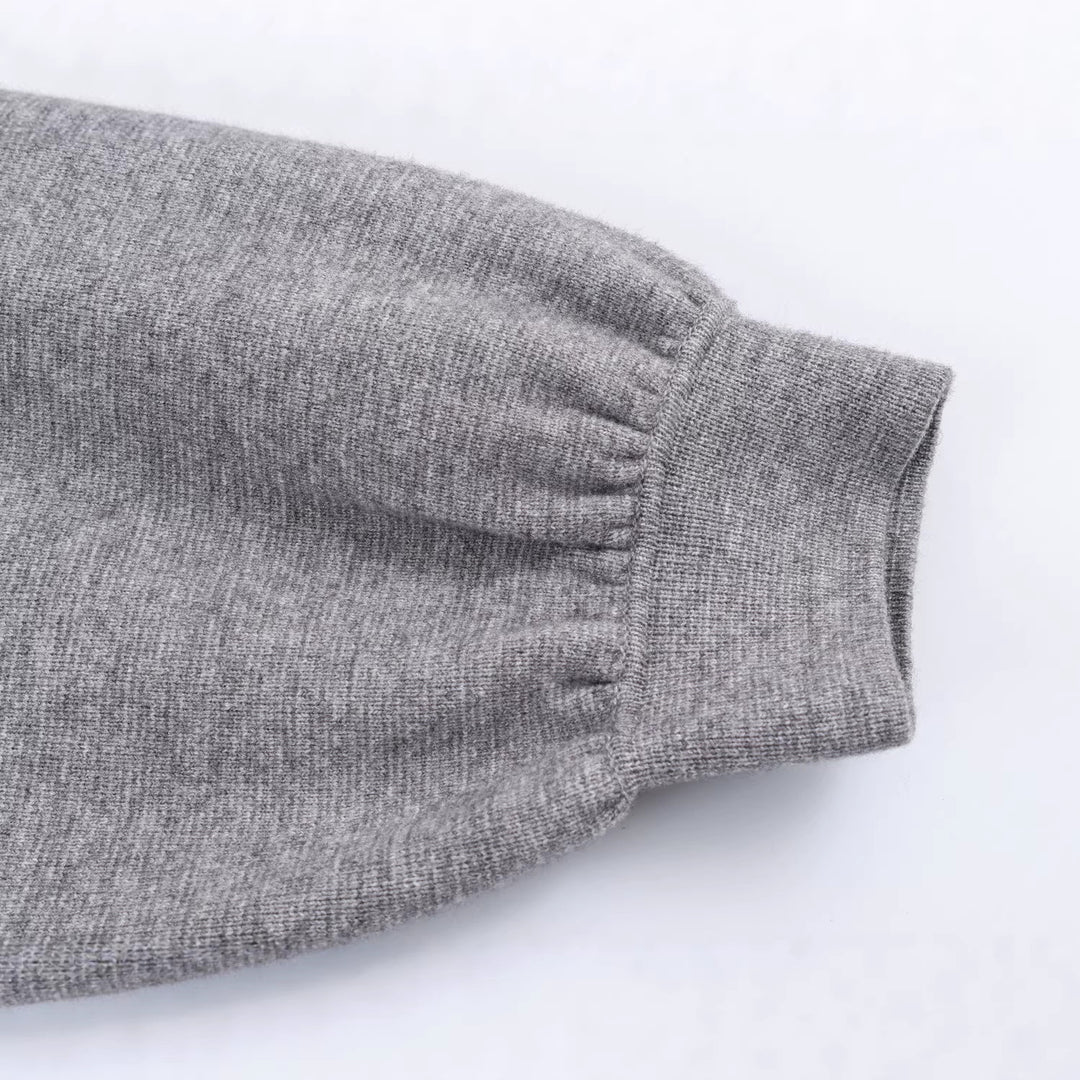 Damen Feinstrickpullover mit Tunnelzugtaillierung, Rundhals und Ballonärmeln Drune